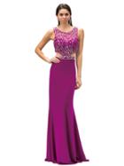 Illusion Bateau Neck With Rhinestone Embellishment Sheath Dress