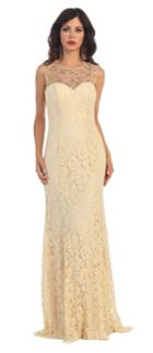 May Queen - Mq1218 Embellished Sheer Bateau Sheath Dress
