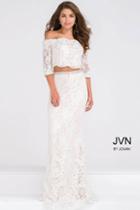 Jovani - Lace Off The Shoulder Two Piece Beaded Prom Dress Jvn47915
