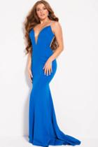 Jovani - 55286 Fitted Plunging Open Back Dress