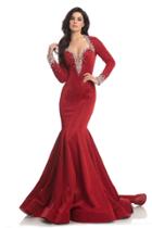 Johnathan Kayne - 8242 Bedazzled Plunging Queen Anne Mermaid Gown