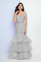 Terani Evening - 1722e4251 Shirred Off-shoulder Tiered Gown