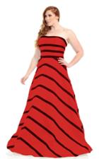 Johnathan Kayne - 6034k Strapless Striped Taffeta Gown