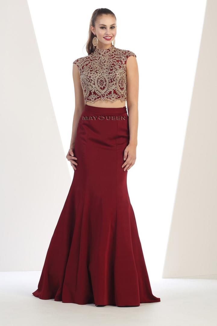 Astonishing Laced High Neck Mermaid Two-piece Dress