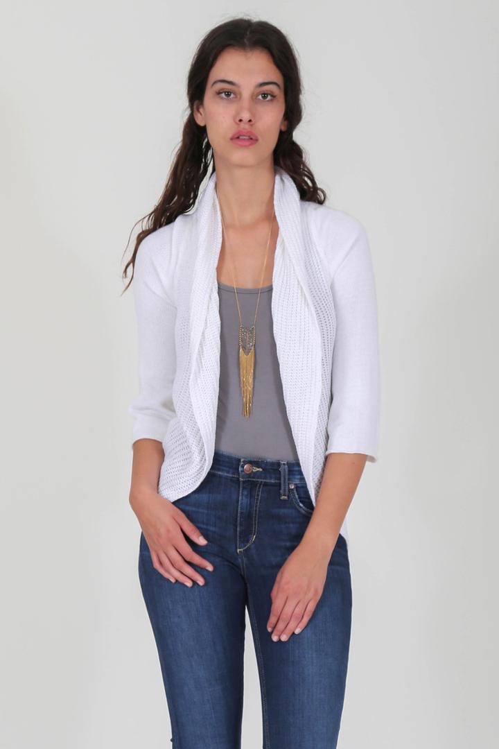 Goddis - Marley Knit Cardigan In White