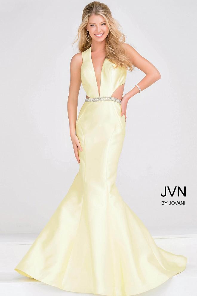 Jovani - Taffeta Cut Out V Neckline Prom Dress Jvn32425