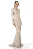 Terani Evening - Stunning Beaded Deep V-neck Long Sleeve Polyester Trumpet Gown 1611m0629a