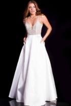 Jovani - Jvn51488 Embellished V-neck Long A-line Dress