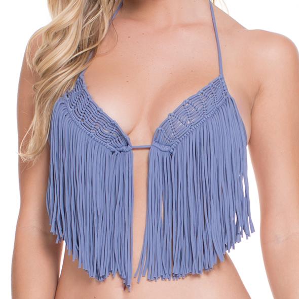 Luli Fama - Weave Fringed Triangle In Blue Moon (l478202)
