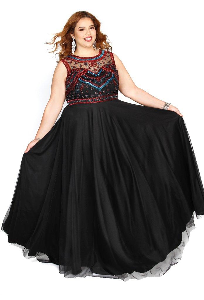 Kurves By Kimi - 71224 Multi-color Beaded Long Gown