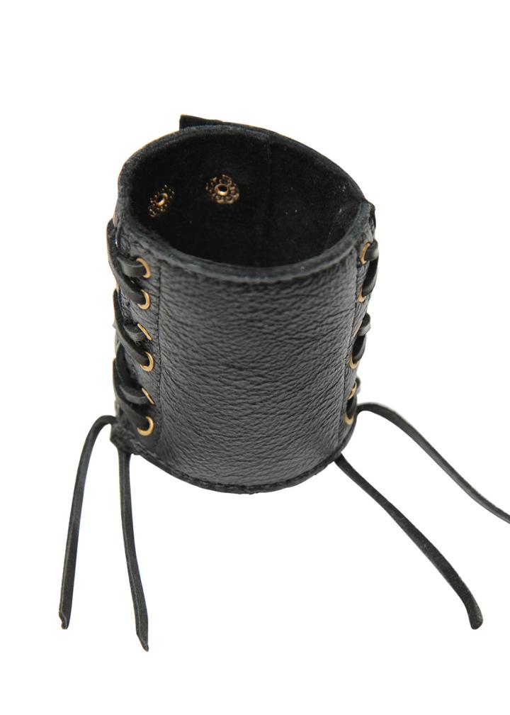 Heather Gardner - Leather Lace Up Cuff With Fringe