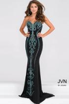 Jovani - Strapless Jersey Fitted Prom Dress With Teal Beading Jvn49357