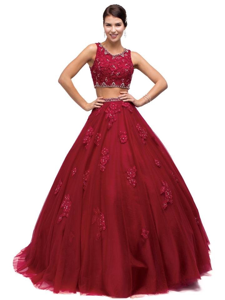 Dancing Queen - Two-piece Jewel Sequined Floral Gown 1155