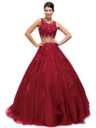 Dancing Queen - Two-piece Jewel Sequined Floral Gown 1155