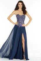 Alyce Paris - 1149 Strapless Embellished Lace High Slit Gown