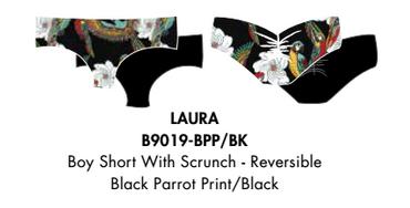 Nicolita Swimwear - New! Knotty Reversible Bikini Boy Short With Scrunch In Parrot Print/black