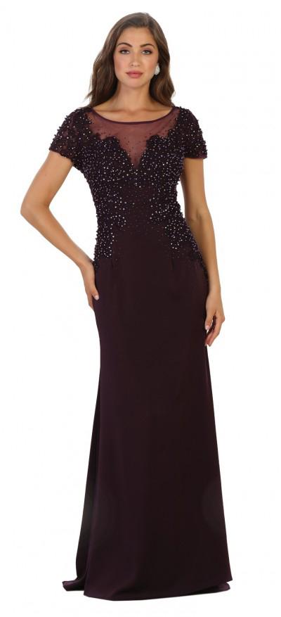 May Queen - Rq7519 Embellished Illusion Bateau Sheath Dress