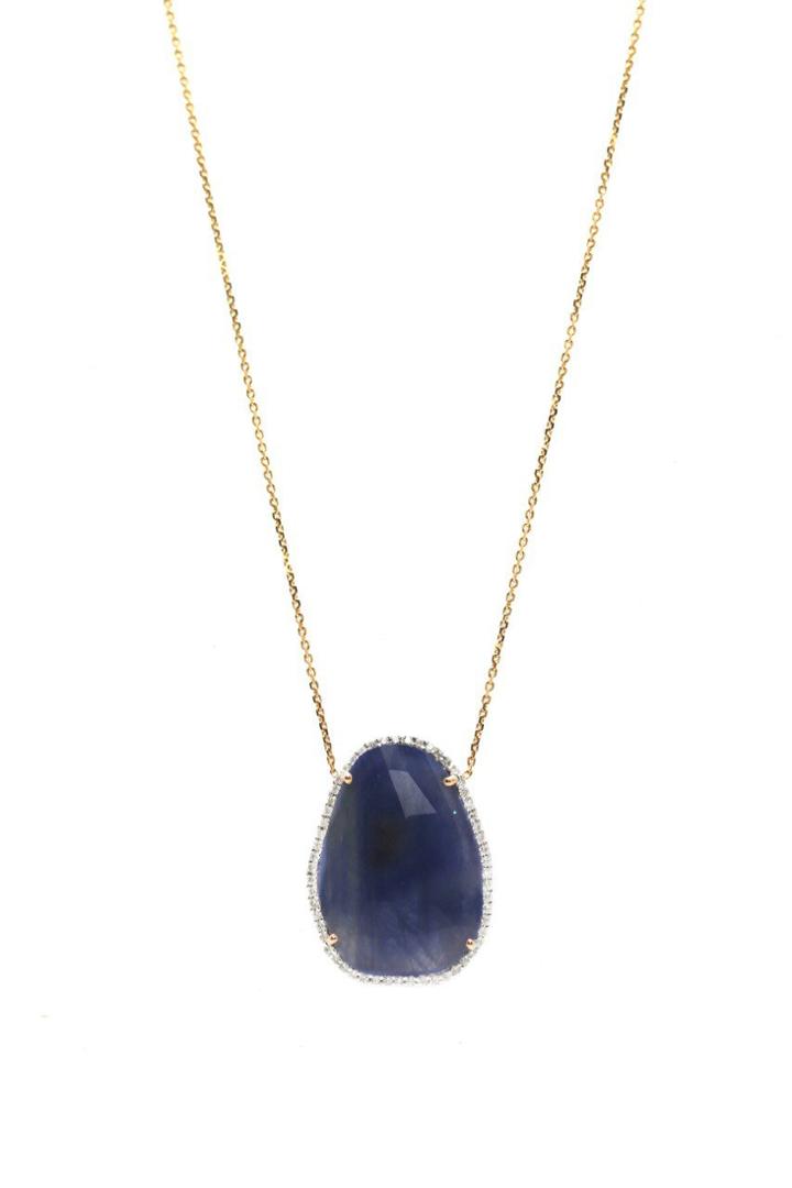 Tresor Collection - Blue Sapphire & Diamond Necklace In 18k Yellow Gold Style 2