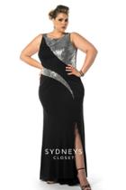 Sydney's Closet - Sc7157 Plus Size Dress In Black/silver