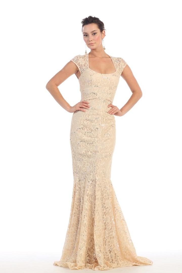 May Queen - Stunning Beaded Square Neck Mermaid Dress Mq1149