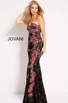 Jovani - 40708 Strapless Floral Embroidered Lace Gown