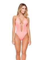 Luli Fama - Take Me To Paradise Plunge Cheeky One Piece In Coral (l530788)