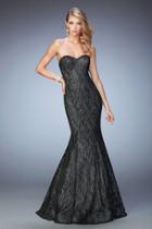 La Femme - 22488 Shimmering Strapless Net Mermaid Gown