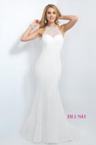 Blush - Beaded High Neck Jersey Trumpet Gown 11119
