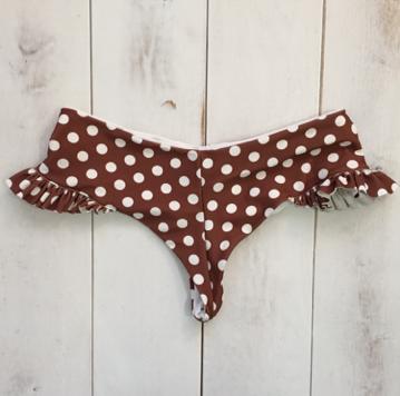 Montce Swim - Custom 1/1 Brown/white Polka Dot Ruffle Short Bottom