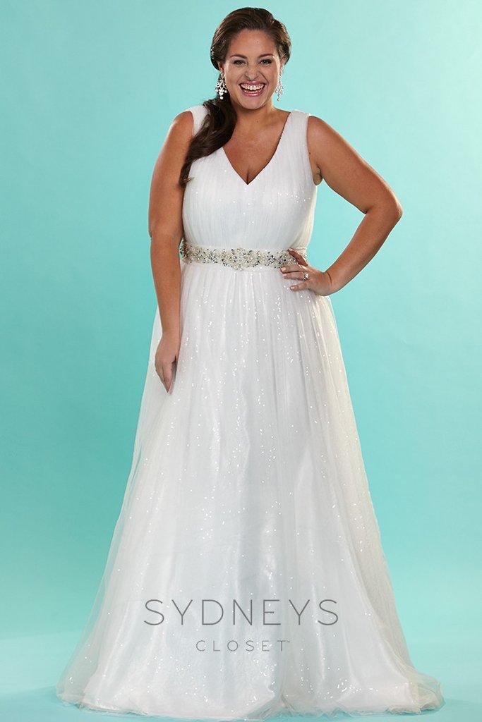 Sydney's Closet - Embellished V-neck A-line Dress Sc5066