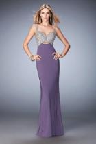 La Femme - 21968 Jewel Ornate Plunging Gown