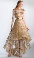 Saiid Kobeisy - 3413 Sheer Gold Sequined High Low Gown
