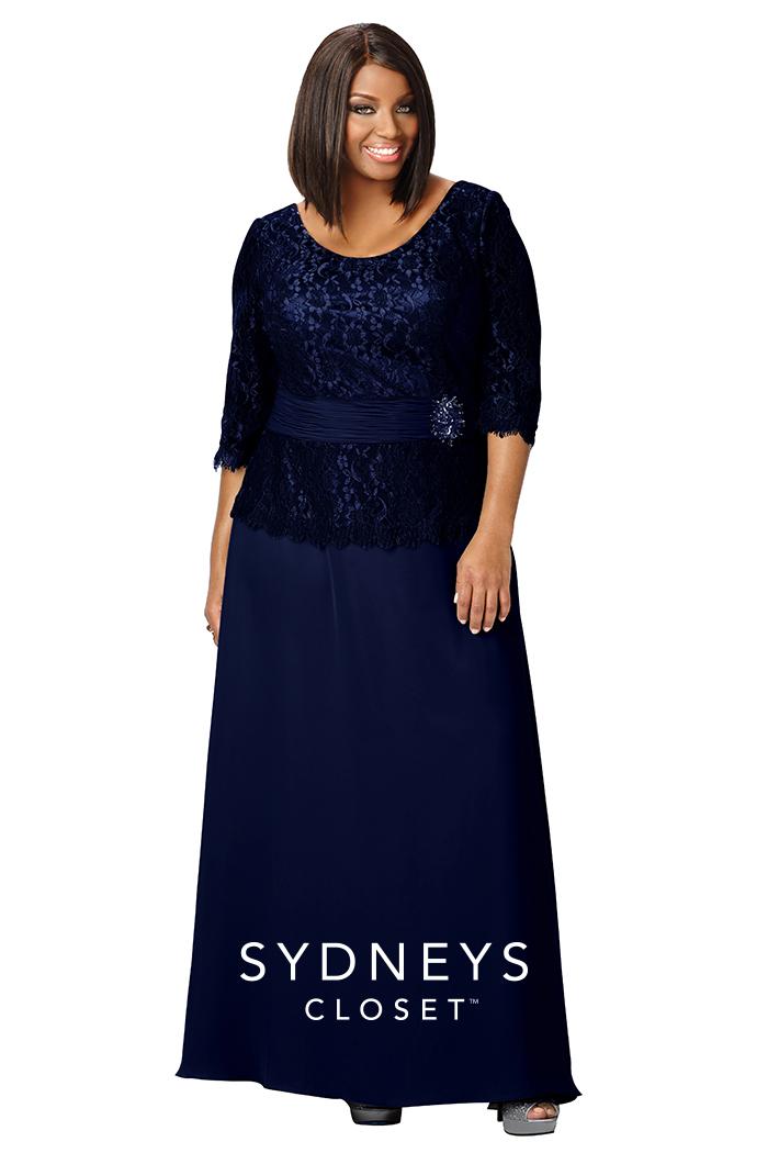 Sydney's Closet - Sc4020 Plus Size Dress In Navy