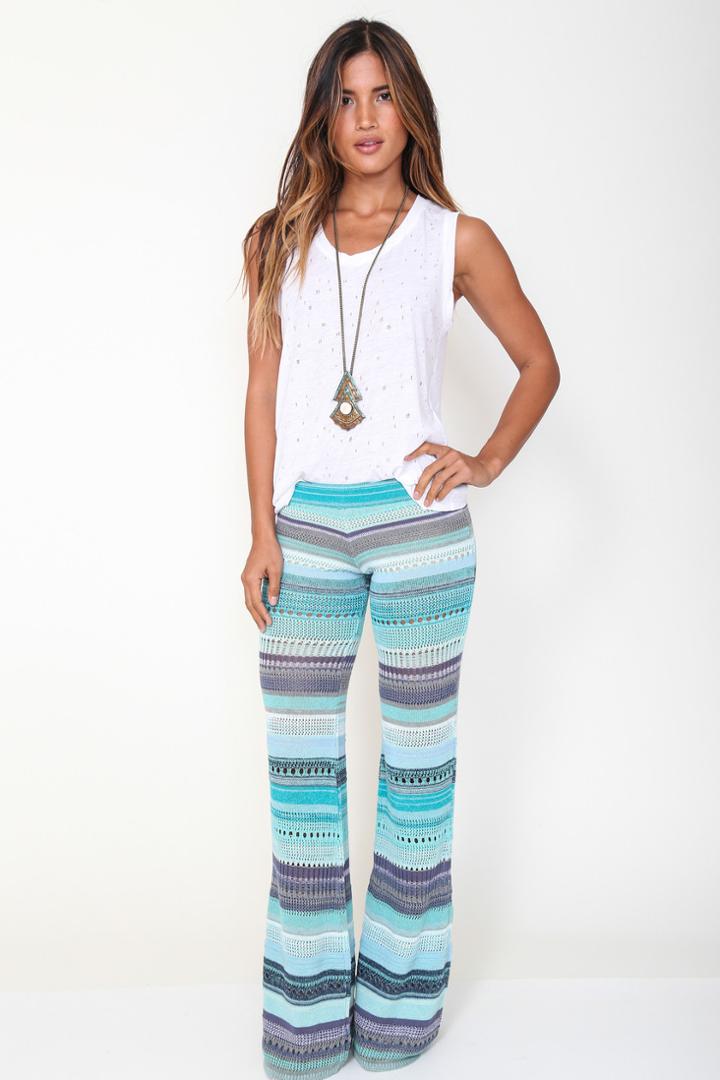 Goddis - Holt Knit Pant In Teal Bay