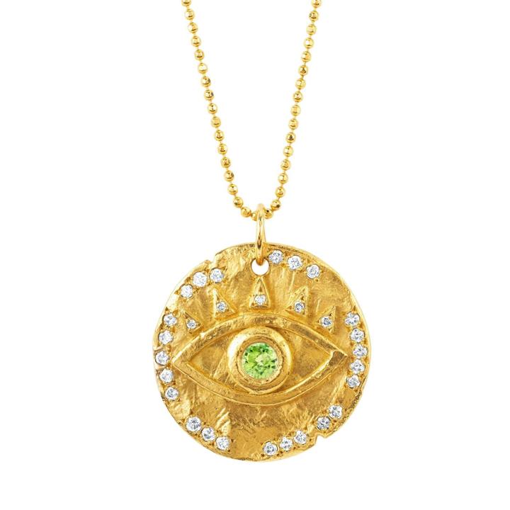 Logan Hollowell - New! 18k Peridot Eye Of Protection Coin Pendant