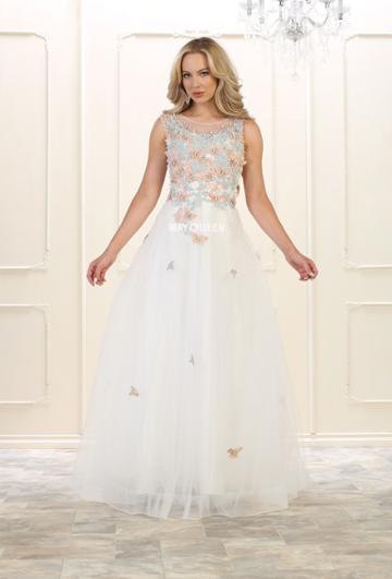 May Queen - Embellished Illusion Bateau A-line Gown