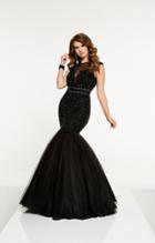 Panoply - 14902 Beaded Illusion High Neck Trumpet Gown