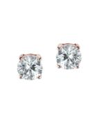 Cz By Kenneth Jay Lane - Classic Rose Gold Plated Pierced Stud Earring
