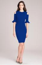 Teri Jon - Royal Blue Cold Shoulder Dress Available To Pre-order