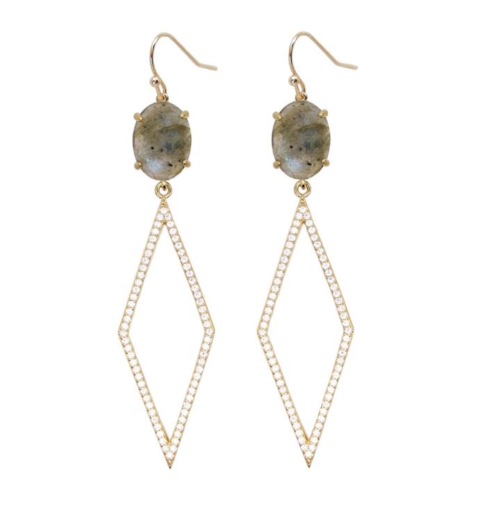 Rachael Ryen - Pave Diamond Drops Labradorite