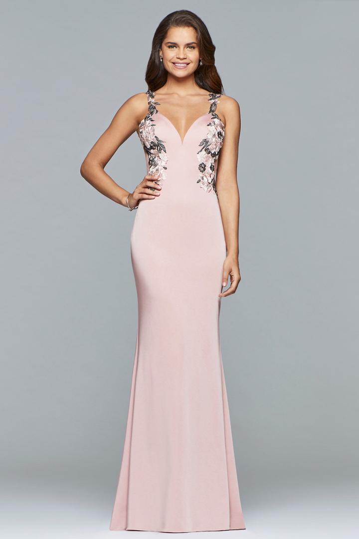 Faviana - S10022 Floral Sweetheart Sheath Dress