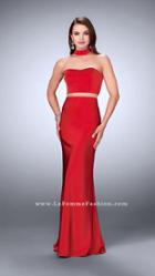 La Femme - Two-piece Strapless Sweetheart Jersey Long Evening Gown 24379