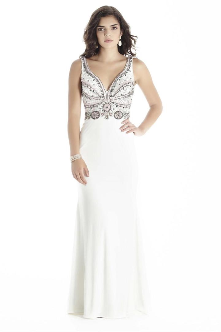 Jolene Collection - 17024 Bejeweled Plunging V-neck Gown
