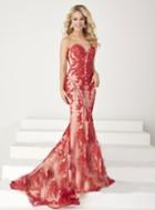 Tiffany Homecoming - Sweetheart With Bead And Lace Applique Embellishment Trumpet Gown 16155