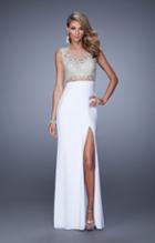 La Femme - 21303 Embroidered Sheer Bateau Sheath Dress