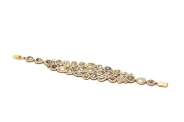 Tresor Collection - Organic Rose Cut Raw Diamond & Colorless Brilliant Diamond Bracelet In 18k Yellow Gold