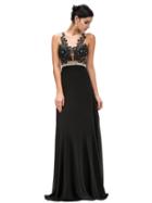 Dancing Queen - Illusion Jewel Neckline With Lace Applique Evening Gown 9388