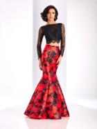 Clarisse - 4808 Two Piece Long Sleeves Floral Mermaid Gown
