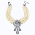 Ben-amun - Multi Strand Pearl Necklace With Crystal Tear Drops Pendant