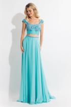 Rachel Allan - 6130 Cap Sleeve Floral Two-piece Gown